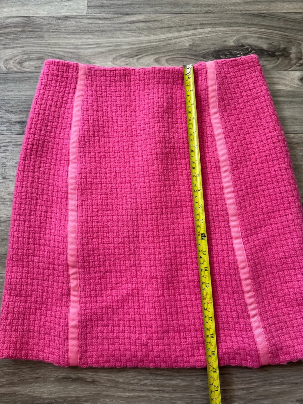 Vintage Milly Pink Basket Weave Tweed Midi Skirt Size 6 Retro Barbiecore